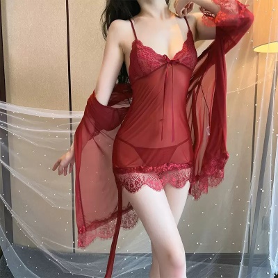 情趣内衣诱惑制服性感大码睡衣纯欲蕾丝吊带激情免脱套装一件代发