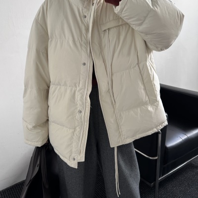 韩版2026新款小个子鹅绒服女加厚百搭面包服短款宽松显瘦立领外套
