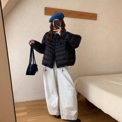 2026新款泡芙云感排骨鹅绒服女宽松保暖超好看短款小个子90绒外套