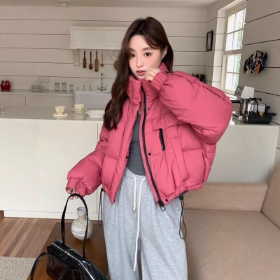 鹅绒服女短款2026新款韩版立领简约加厚小个子超好看面包服外套潮