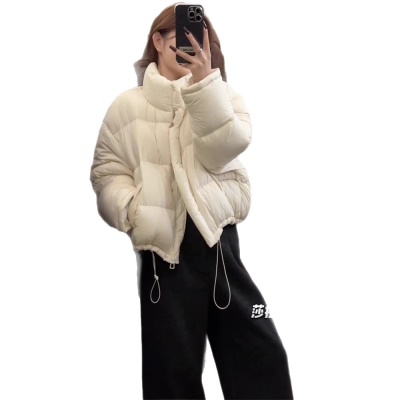 小个子鹅绒服女冬季2026新款短款立领宽松加厚白鹅绒面包服外套潮