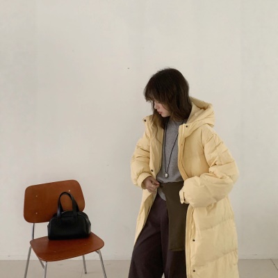 2026新款东大门高级长款羽绒服90白鹅绒宽松连帽过膝韩系大被子