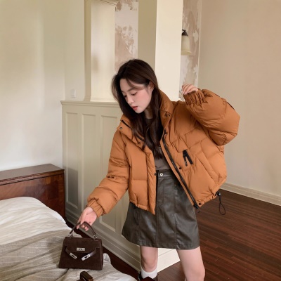 鹅绒服女短款2026新款韩版立领简约加厚小个子超好看面包服外套潮