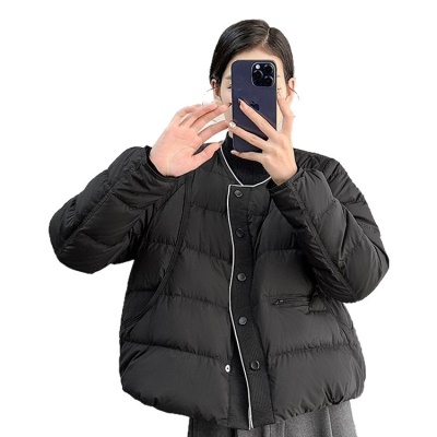 鹅绒服女轻薄短款2026年冬季新款爆款时尚圆领小个子宽松保暖外套