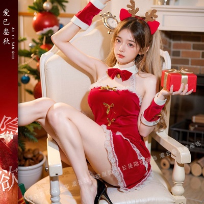 情趣内衣纯欲圣诞装性感制服免脱cospaly红色新年套装禁欲系吊带