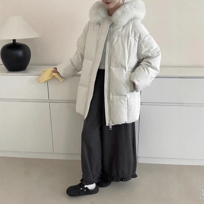 莫斯科的冬小个子90鹅绒服女2026韩系超好看中长真大狐狸毛领外套