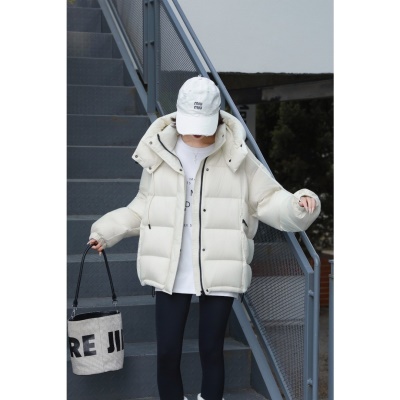 泡芙鹅绒服90白鹅绒女装连帽短款 平湖高端羽绒服外套女款厚款冬