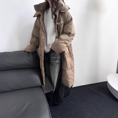 原版韩系过膝长款90鹅绒服羽绒服外套2026冬装新款女装连帽加厚潮
