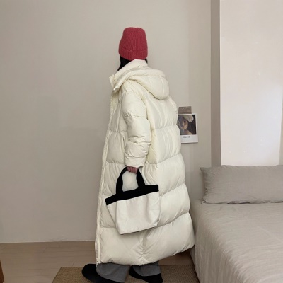 黑色超长款90白鹅绒女过膝到脚踝2026年新款加厚连帽冬季羽绒服外