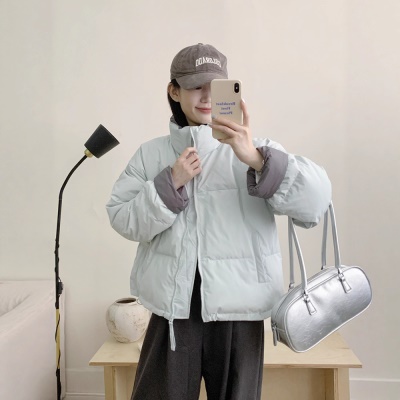 2026年新款鹅绒服女韩版加厚撞色小个子白鹅绒保暖面包服冬外套
