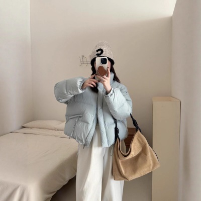 欧洲站2026冬鹅绒服女短款小个子立领白鹅绒外套90绒子含量显瘦