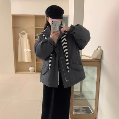 韩系90白鹅绒针织披肩收腰保暖鹅绒服外配披肩冬季女式新款