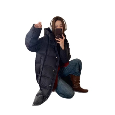 泡芙轻柔鹅绒服女长款25冬新款韩版连帽宽松时尚加厚鹅绒保暖外套