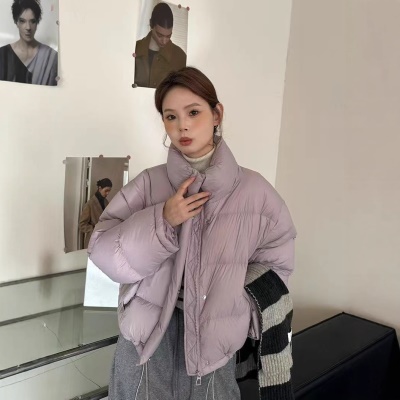 小个子鹅绒服女冬季2026新款短款立领宽松加厚白鹅绒面包服外套潮