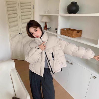 鹅绒服女短款2026新款韩版立领简约加厚小个子超好看面包服外套潮