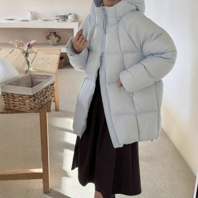 【安心绒】超轻泡芙90白鹅绒连帽龟背鹅绒服女中长款加厚休闲外套