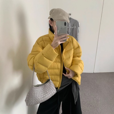 黄色排骨90鹅绒服女2026冬季新款宽松轻薄保暖立领羽绒服外套爆款