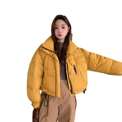 鹅绒服女短款2026新款韩版立领简约加厚小个子超好看面包服外套潮