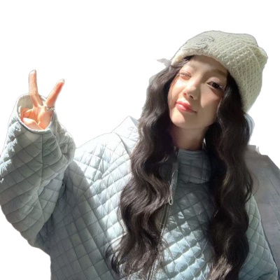 张贝贝 90新国标白鹅绒超轻菱格连帽羽绒服宽松显瘦保暖轻薄外套