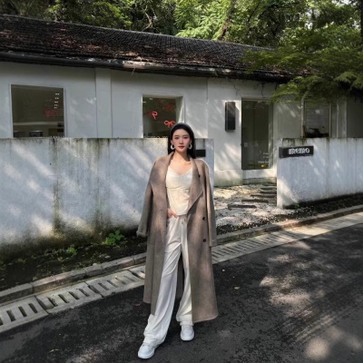 长款初秋上衣100羊毛大衣羊绒女双面呢子毛呢外套2024新款宽松型