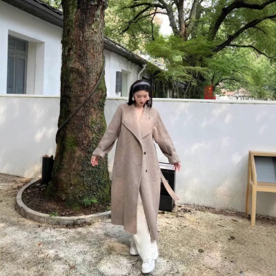 长款初秋上衣100羊毛大衣羊绒女双面呢子毛呢外套2024新款宽松型
