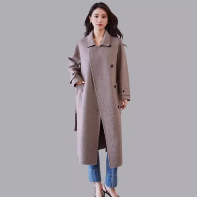 2024秋冬100羊毛大衣毛呢羊绒立领外套女羊驼绒气质通勤宽松型