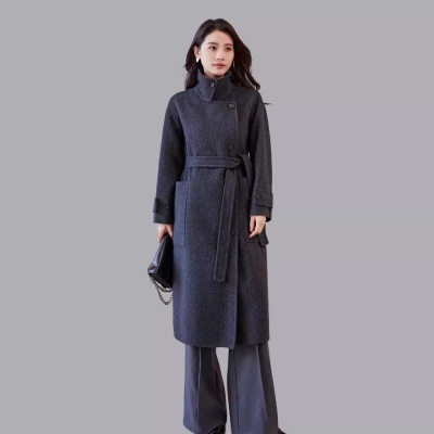 2024秋冬100羊毛大衣毛呢羊绒立领外套女羊驼绒气质通勤宽松型