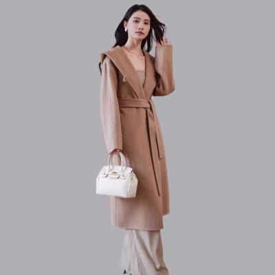 初秋法式上衣羊毛大衣连帽长款冬季外套女高级感羊绒大衣毛呢外套