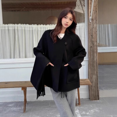 短款羊绒大衣女高级感韩版围巾羊毛大衣小个子穿搭羊绒毛呢外套女