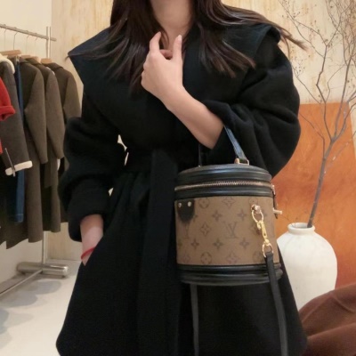 韩版连帽双面羊毛大衣小个子羊绒上衣高级感骆驼绒桑蚕丝毛呢外套