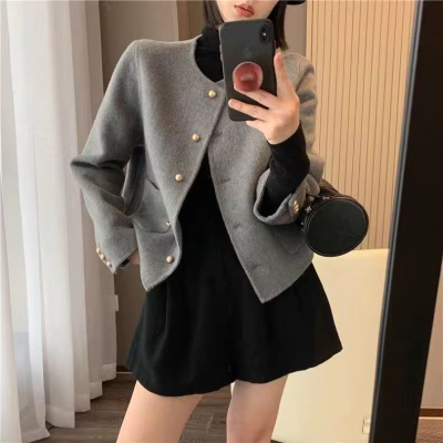短款小香风双面羊毛大衣女春秋小个子穿搭高端羊绒毛呢外套