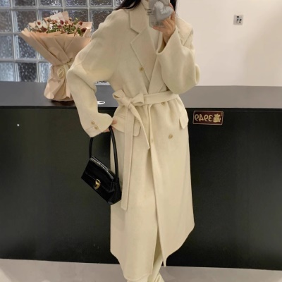 100羊毛法式上衣纯羊毛大衣毛呢外套女双排扣羊绒韩系昆山羊毛