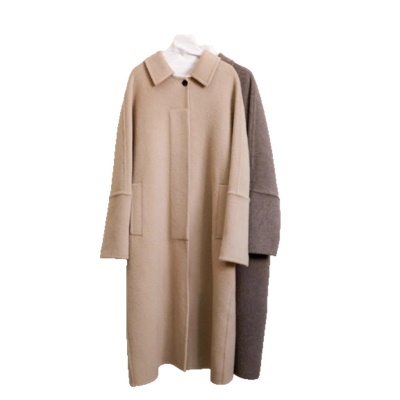 英皇贝贝黄金品类高档奢级气质现代极简翻领拼袖高雅羊驼毛双面呢