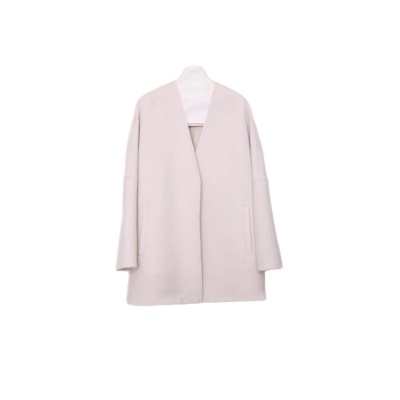 英皇贝贝黄金品类高档奢级气质现代极简V领拼袖高档羊驼毛双面呢